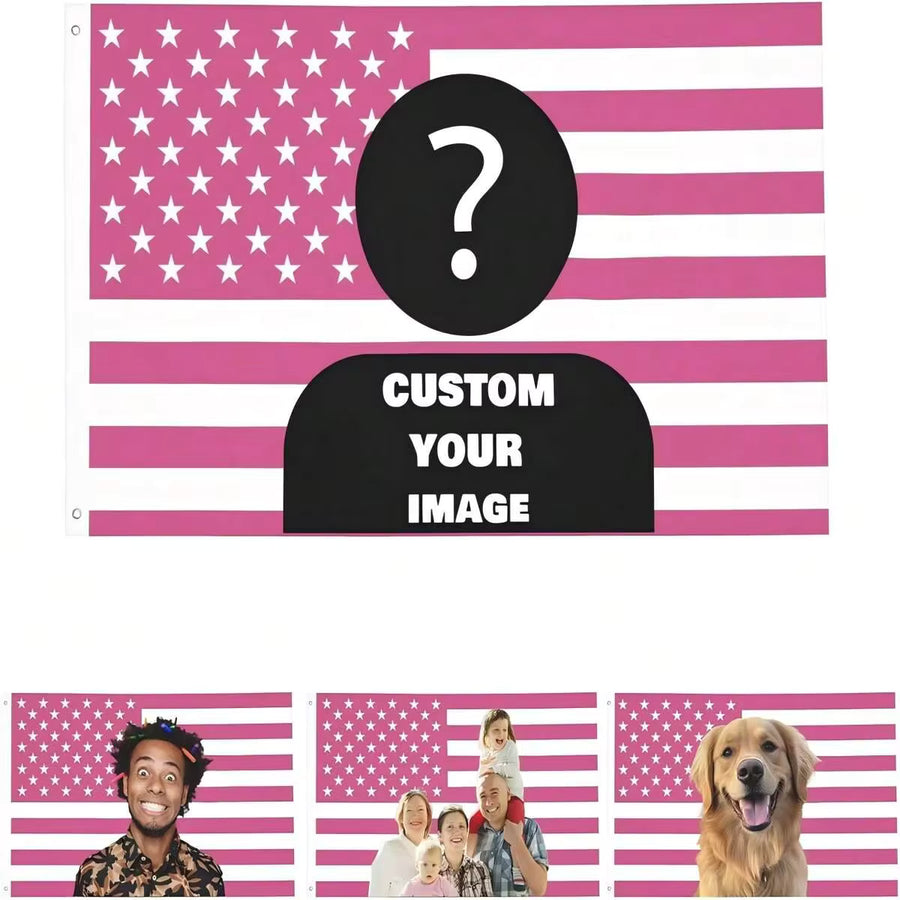 1pc Customized American Flag - Add Your Own Image And Text - Face Cutout - Suitable For Birthday, Wedding, Party, Father's Day, Mother's Day, Valentine's Day, Home Decor - Also For Customized Tapestry, Garden Flag, Customized Banner