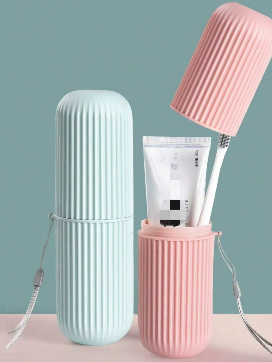 1/2 Portable Travel Mouthwash Cup Set With Lid And Storage Box