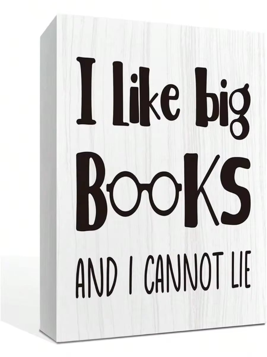 2D Flat Book-Themed "I Love Big Books" Wall Decoration - Artificial Bookshelf Sign, Librarian Gift And Book Lover's Gift, 5x5 Inch Library Desktop Decoration With Bookworm Design, Bookshelf Decoration Suitable For Readers And Book Collectors, 2D Flat